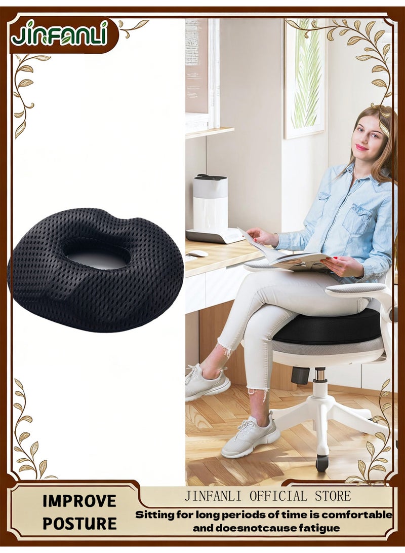 JINFANLI Pillow Seat Cushion Chair Cushion for Coccyx Pain and Hemorrhoids Relief, Memory Foam Seat Cushion for Postpartum Pregnancy, Seat Cushion for Men and Women for Home and Office, (Black) - Image 1